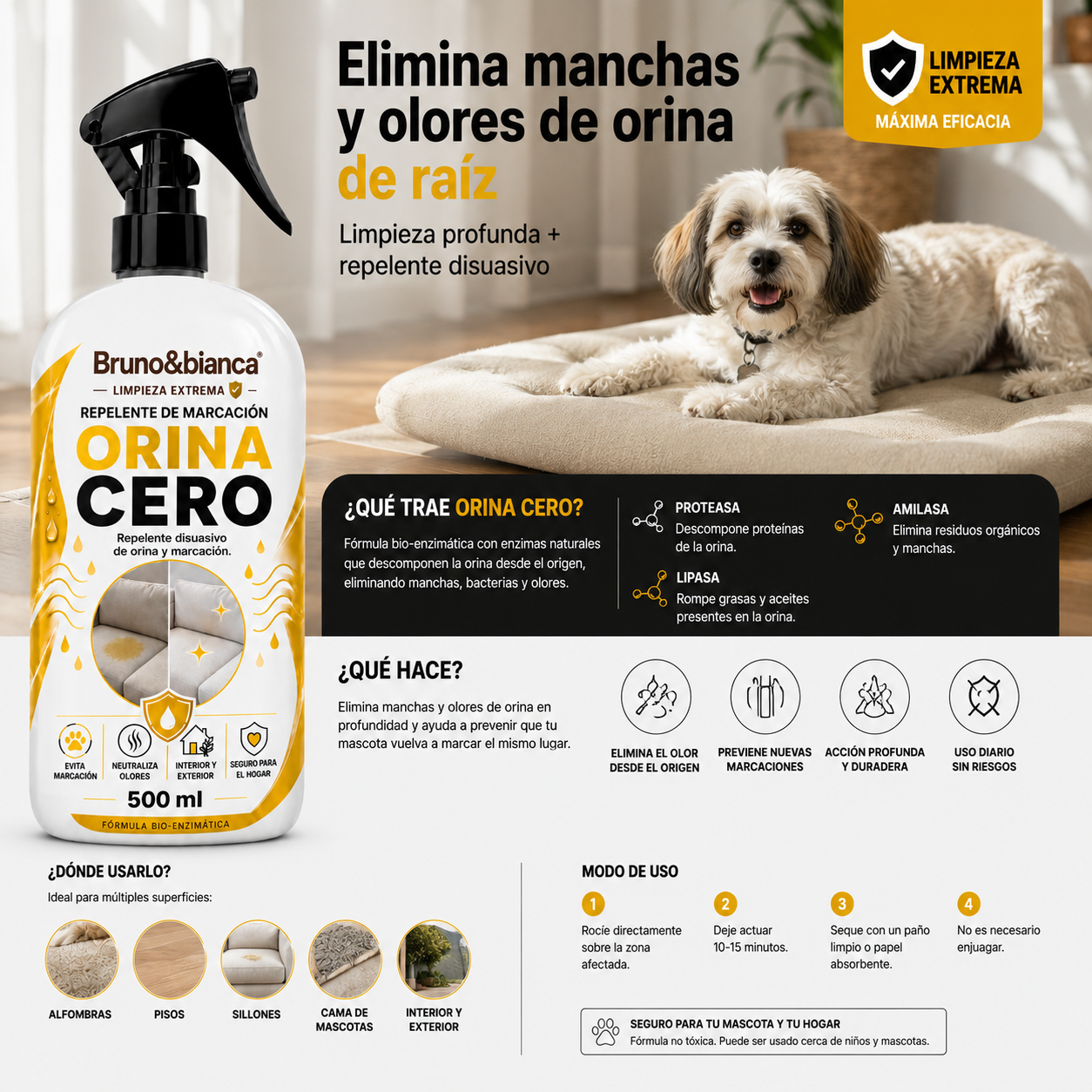 REMUEVE ORINA Y OLORES - ORINA CERO | Bruno&Bianca